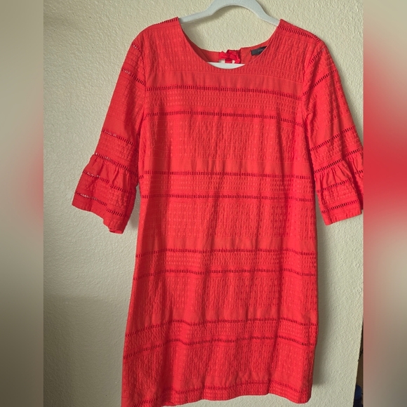 J. Crew Vibrant Red Textured Dress,100%cotton,sz 10. - Picture 2 of 5